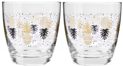 Szklanki ozdobne dekoracyjne DECO Ananasy KROSNO 2x370ml do napojów DUET