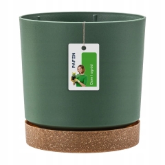Doniczka cylinder z EKO podstawką DPOD180 Zielona