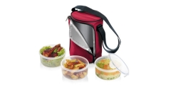 Menażka FRESHBOX, z 3 pojemnikami 1,5 l, bordeaux