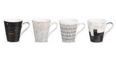 ZESTAW Kubków porcelanowych z uchem myCOFFEE 4 szt Infinity różne wzory