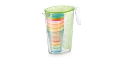 Dzbanek myDRINK 2,5 l, 4 kubki z wieczkiem, zielony