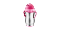 Termos dziecięcy ze słomką BAMBINI 300 ml, stal nierdzewna, różowy
