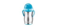 Termos dziecięcy ze słomką BAMBINI 300 ml, stal nierdzewna, niebieski
