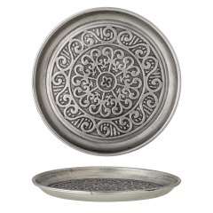 Taca z Labiryntem Srebrna Metalowa 33x3cm