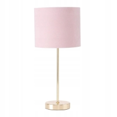 Elegancka lampa nocna do pokoju z różowym abażurem dekoracja do sypialni