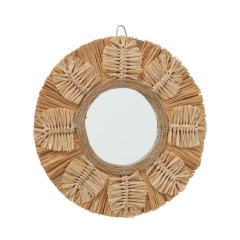 Ozdobne Lustro Christos Papier Natural 30cm boho plecione do powieszenia