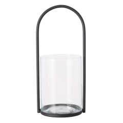 Świecznik Lexi okrągły wys 38 cm czarny z rączką na tealights Glamour
