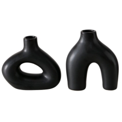 Elegancki wazon Metty wys. 18 cm kamionka mata jednokolorowa czarna loft