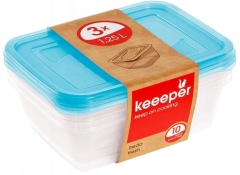 KEEEPER - 3x Pojemnik na żywność zamrażania 1,25 L do zamrażarki fresh