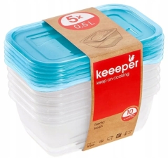 KEEEPER - 5x Pojemnik na żywność zamrażania 0,5 L DO ZAMRAŻARKI LODÓWKI