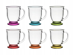 Kubek Kubas 400ml KOLOROWE DNO mix kolor GLASMARK 6szt ZESTAW napoje desery