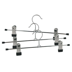 Wieszaki na spodnie metalowe z regulowanymi klipsami antypoślizgowe 3szt