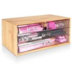 Organizer na kosmetyki i akcesoria do makijażu drewniany 23,5x15,5x11 cm