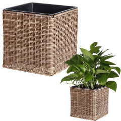 Doniczka ogrodowa kwadratowa brązowa duża 26x26x27 cm