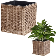 Doniczka ogrodowa kwadratowa brązowa duża 37x37x38 cm