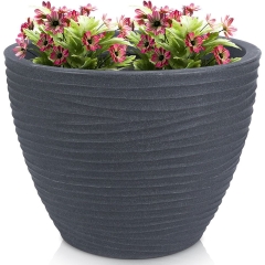 Doniczka ogrodowa plastikowa szara okrągła 48,5x37,5 cm