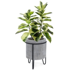 Doniczka osłonka na kwiaty betonowa na stojaku metalowym