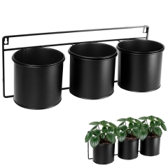 Kwietni potrójny wiszący metalowy czarny / doniczka osłonka na roślinę