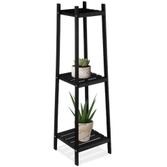 Kwietnik 3-poziomowy na doniczki drewniany czarny 108 cm