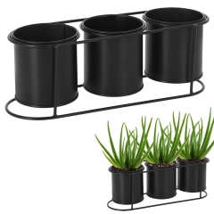 Kwietnik na 3 rośliny metalowy czarny potrójny stojak doniczka osłonka na stojaku loft