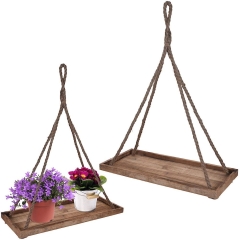 Kwietnik wiszący podstawka podstawa wisząca drewniana na doniczkę kwiat roślinę 58x25 cm