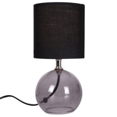 Lampa stołowa z kloszem abażurem lampka nocna czarna ze szklaną podstawą 25x12 cm