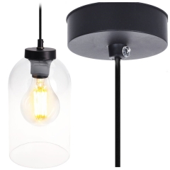 Lampa wisząca szklana sufitowa bezbarwna przezroczysta