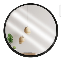 Lustro okrągłe ścienne w drewnianej ramie czarne 30 cm