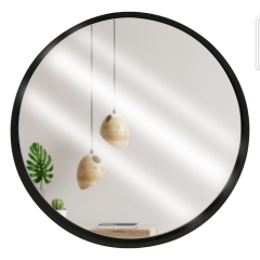 Lustro ścienne drewniane czarne okrągłe 40 cm