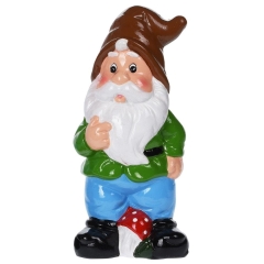 Figurka ogrodowa krasnal kolorowy 20 cm - brązowa czapka