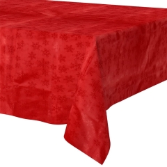 Obrus czerwony świąteczny płatki śniegu na stół 150x220 cm plamoodporny