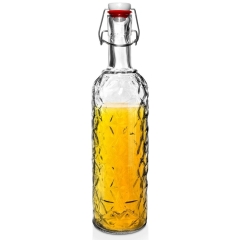 Butelka szklana zdobiona na alkohol wino nalewkę likier syrop sok z korkiem klipsem 1,1 l