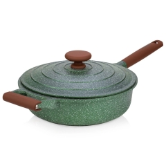 Patelnia granitowa głęboka z pokrywką do smażenia duszenia OMEGA 28 cm 4,5 l
