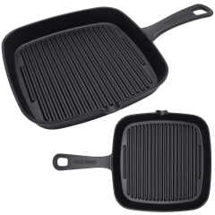 Patelnia żeliwna grillowa kwadratowa grill ciężka odlewana 23x23 cm