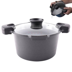 Garnek z pokrywką do odcedzania granitowy 24 cm GRANDE 5,5 l