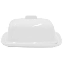 Maselniczka maselnica pojemnik na masło porcelanowa biała