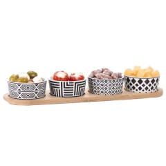 Miseczka kokilka ceramiczna na podstawce tacy zestaw 4 szt.