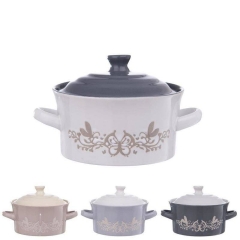 Miska bulionówka ceramiczna na zupę gulasz z uszami pokrywką kokilka 420 ml
