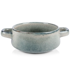 Miska miseczka z uchwytami ceramiczna na zupę płatki bulionówka do zupy beżowa 750 ml