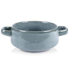 Miska miseczka z uchwytami ceramiczna na zupę płatki bulionówka do zupy granatowa 750 ml