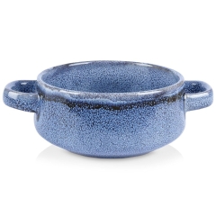 Miska miseczka z uchwytami ceramiczna na zupę płatki bulionówka do zupy niebieska 750 ml