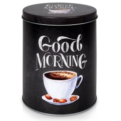 Pojemnik puszka zamykana na kawę i produkty sypkie aluminiowa czarna good morning