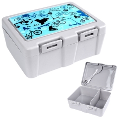 Pojemnik śniadaniowy z przegrodą i sztućcami lunchbox śniadaniówka sport 1L