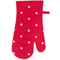 Rękawica kuchenna bawełniana czerwona grochy 31 cm