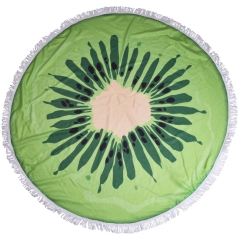 Ręcznik plażowy kąpielowy okrągły duży z mikrofibry 150 cm kiwi