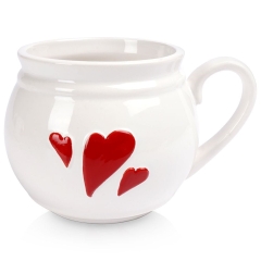 Kubek ceramiczny biały SERDUSZKA 800 ml