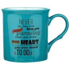Kubek porcelanowy z dekorem turkusowy never 300ml
