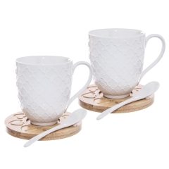 Kubek z uchem porcelanowy do picia herbaty kawy na prezent ZESTAW 2x370 ml