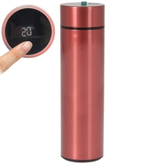 Termos stalowy z termometrem czerwony 450 ml