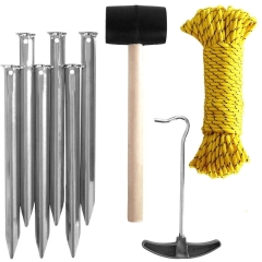 Akcesoria do namiotu kempingowy zestaw akcesoriów śledzie młotek linka hak 9 elementów